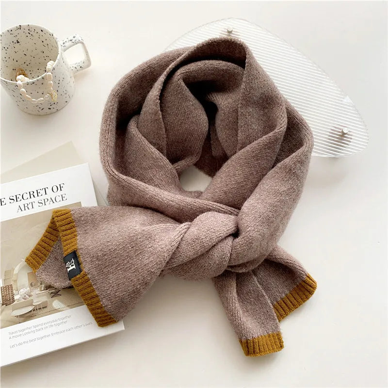 2022 Fashion Soft Woolen Yarn Knitted Scarf Unisex Winter Plain Klein Blue Warm Thick Neckerchief Foulards Stole Bufandas Hijab