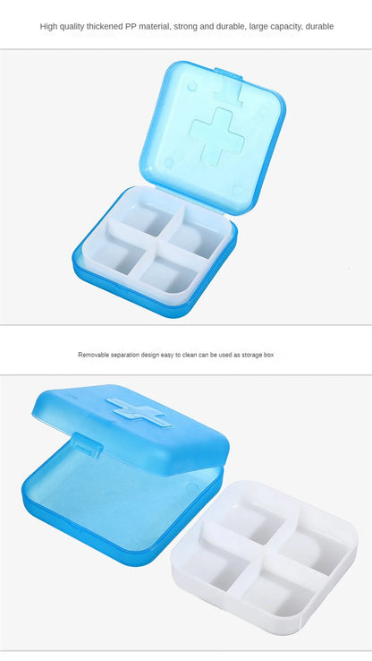 Mini Organizer Case 4 Grids Pill Box Tablet Pill Case Travel Drug Dispenser Storage Container Medicine Boxes Dispensing Medical