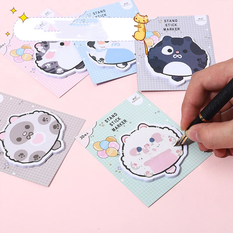 1 Piece Lytwtw's Adhesive Cute Cartoon Cat Notes Notepad Memo Pad Office School Supplies Stationery Sticker