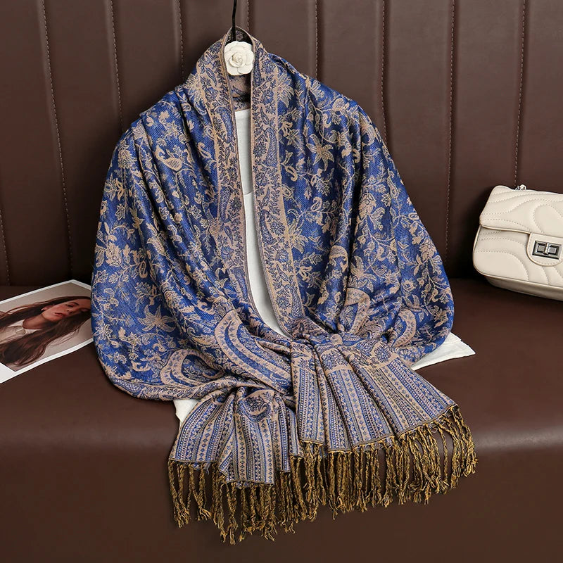 18 Color Available Luxury Bohemian Style Shawl Women Scarf Jacquard Paisley Designer Lady Muslim Hijab Pashmina Neckerchief Wrap