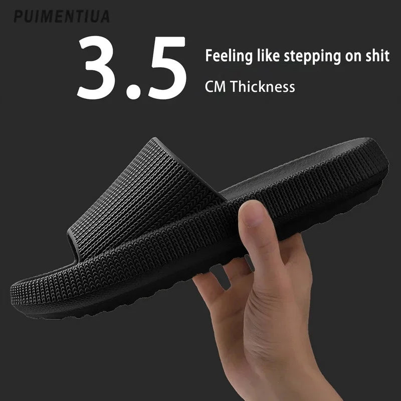 New Men Thick Bottom Slippers Platform Bathroom Slides Non Slip Trend Designer Shoes Ladies Female Mule Shoes Flip Flops Sandals