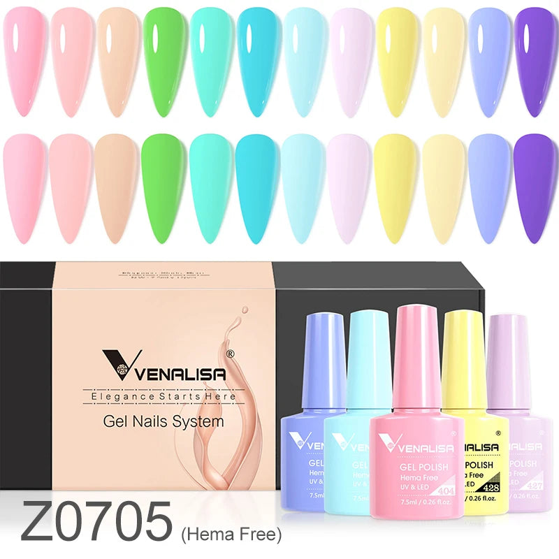 Venalisa Nail Gel Polish Kit Christmas Gift Winter Color Collection Semi Permanent New Learner Nude Pink Nail Varnish Set