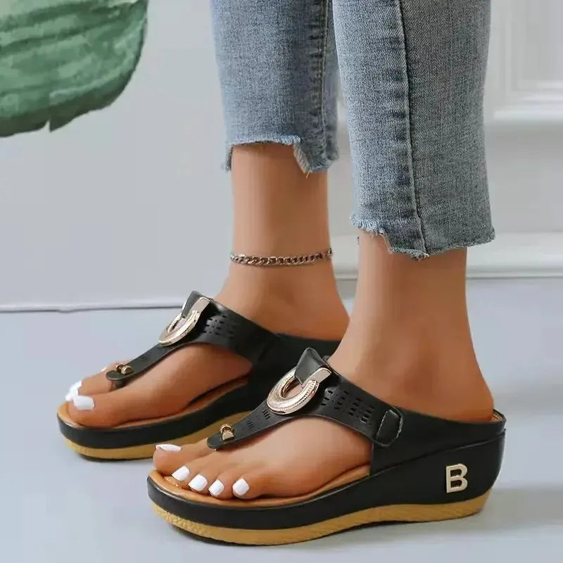 Summer Sandals Women 2024 Big Size Platform Wedges Sandals Slippers Non-Slip Open Toe Flip Flops Ladies Comfortable Beach Shoes