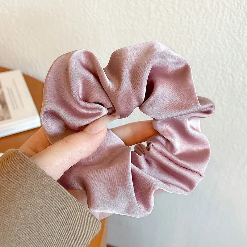 French Style Women Silk Scrunchie high sense Solid Color Hair Bands ladies Sports Dancing Ponytail Holder Hair Accessories Ties