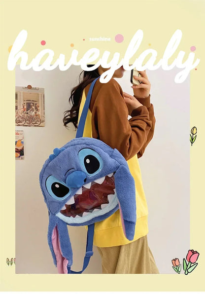 HOT Stitch See-through Bag Plush Doll Backpack Girls Large Capacity Cute Funny Backpack Anime Kawaii Cartoon School Bag Mochila