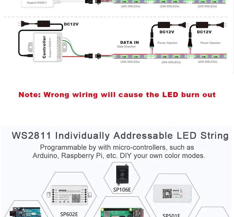 5V 12V WS2811 WS2812 3PIN Clear Lense LED String Lights Dream Color RGBIC Addressable Individually Fairy Seed Pixels Light 