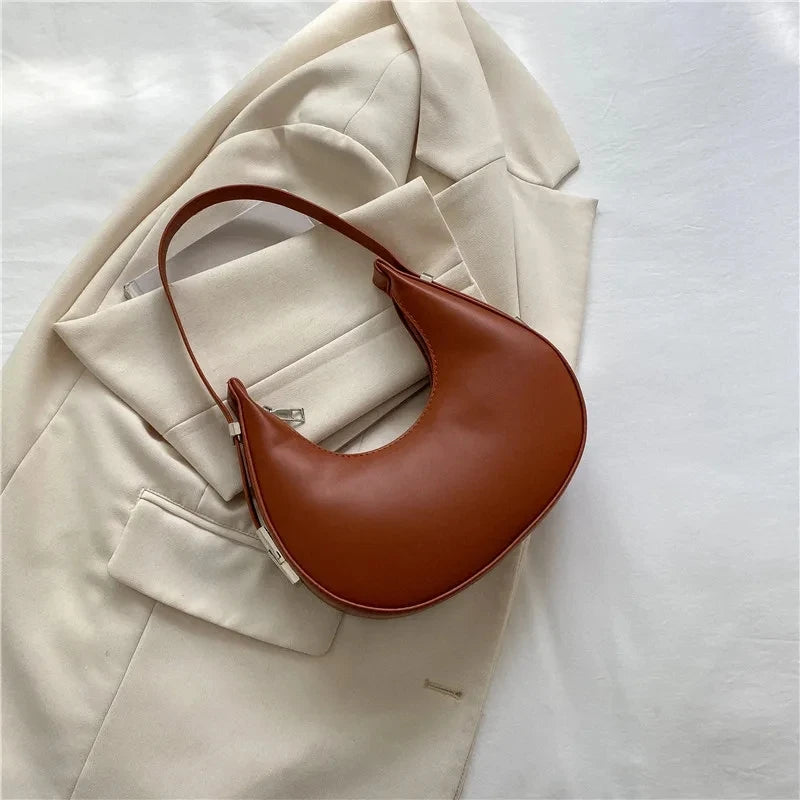 Underarm Bag New Tide Solid Color Casual Texture Fashion One Shoulder French Niche Crescent Shape