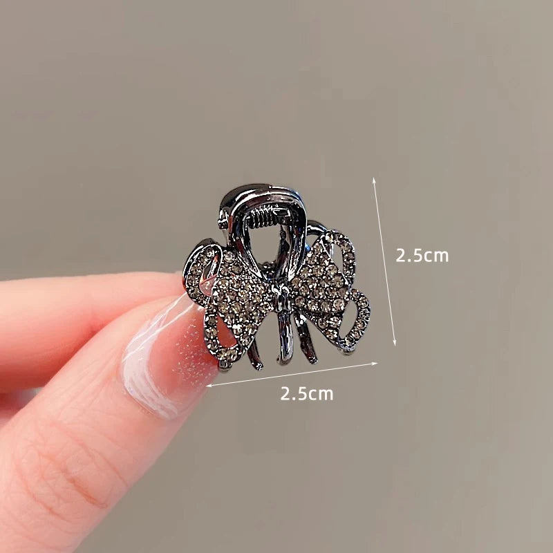 New Korean Style Alloy Rhinestone Black Hair Crab Claw For Ladies Women Headwear Summer Elegant Shining Hairpins Side Barrettes