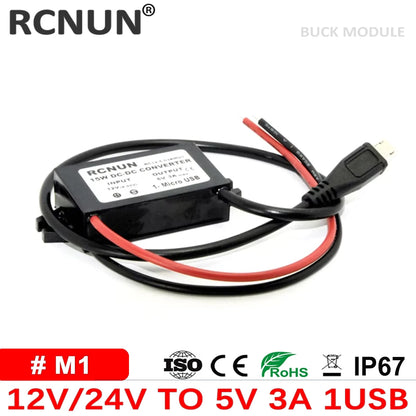 High Quality 12V 24V to 5V 3A 15W DC DC Converter Buck Module Power Supply Regulator for Car Charger Type-C Micro USB Output