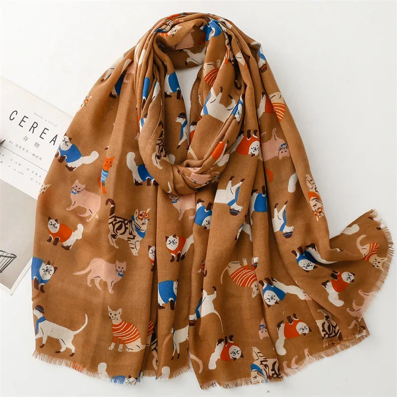 Women Lovely Cute Animal Dachsund Dog Pattern Viscose Shawls And Wraps Snood Pashmina Stole Bufandas Muslim Hijab Sjaal 180*85Cm