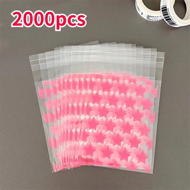 100/50pcs Transparent PE Star Jewelry Self-adhesive Bag Candy Card Holder Photo Animation Peripheral Storage Gift Bag Wholesale