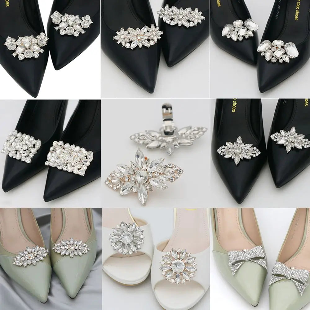 1PC Shiny Crystal Shoes Decorations Clip Women High Heel Rhinestone Charm Buckle Bag Pendant Brooch Wedding Bride Accessories