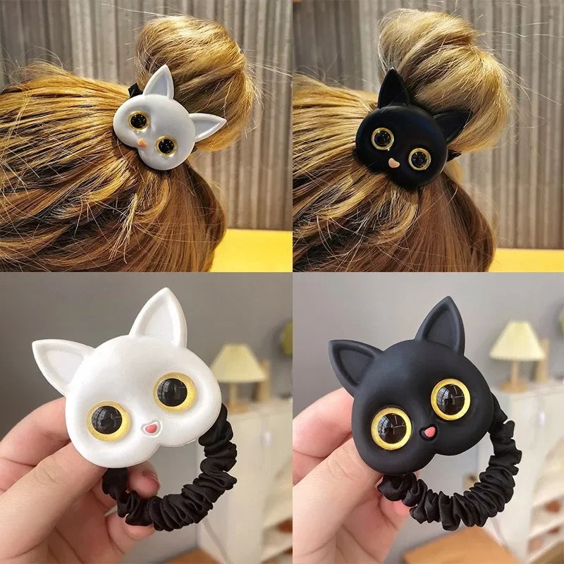 New Rabbit-Hair Ring Cute Fresh Rubber Band Cat Head Rope Rubber Band-Hair Ties Elastic Hair Bands Hair Accessories