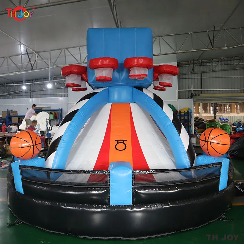 Fast Air Shipping 4m Dia 8 Hoops Basketball Play System Inflatable Basketball Shooting Toss Game Combo for Sale