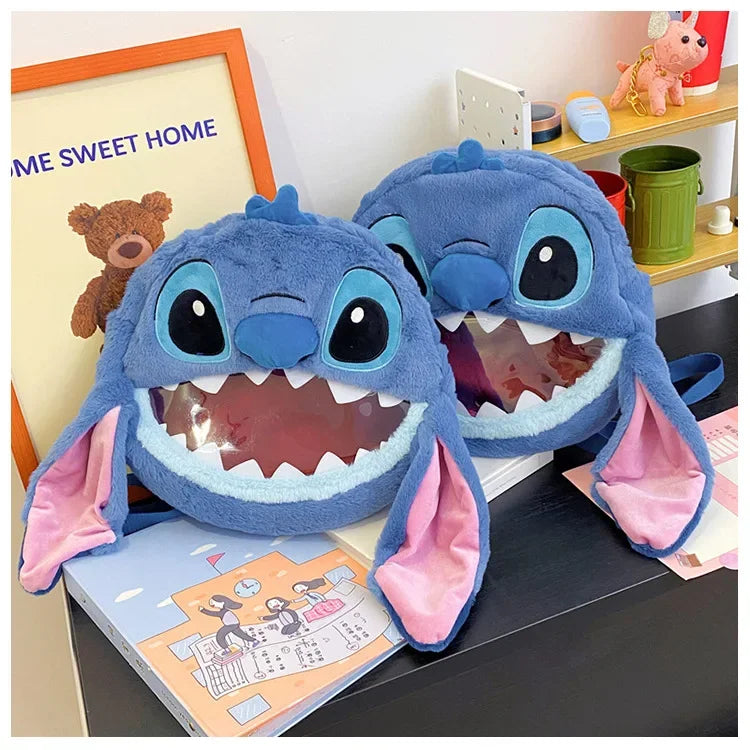 HOT Stitch See-through Bag Plush Doll Backpack Girls Large Capacity Cute Funny Backpack Anime Kawaii Cartoon School Bag Mochila