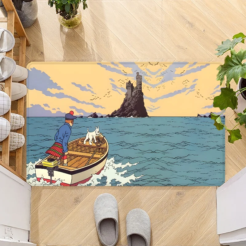 The Adventures of Tintins Door Mat Entrance Non-slip Doormat Washable Kitchen Carpet Hallway Rugs Bathroom Bath Door Mats