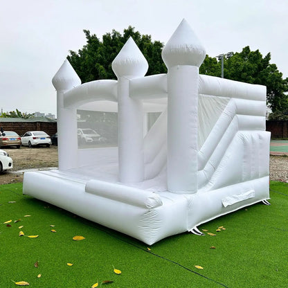 PVC Inflatable White Bounce House Jumping Castle Bouncer with Ball Pit Blower for Kids Birthday Wedding Party