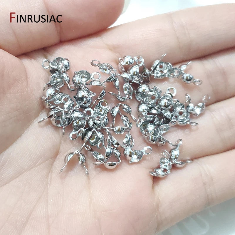 3mm/4mm Calotte Crimp Bead Tip Knot Cover End Caps For Jewelry 14K Gold Plated Connector Clip Clasp Jewellery Making Supplies