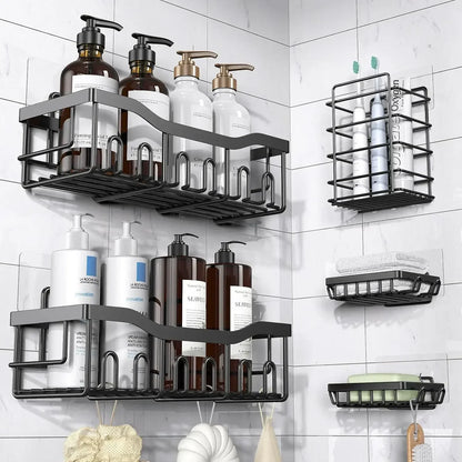 Adhesive Shower Caddy,Rustproof Stainless Steel Bath Organizers with Large Capacity Shelves for Bathroom Storage Home Decor