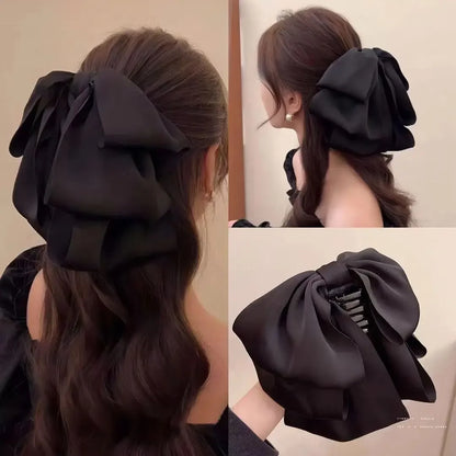 New Korean  Big Size Bow Hair Clip Claw Clamp Women  High Ponytail  Barrettes Headwear Girls Women Hair Accessories