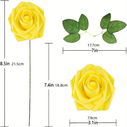 27pcs Artificial Flowers, Fake Flowers Roses W/stem For Party DIY Wedding Bouquets Centerpieces Arrangements, OPP bag packaging