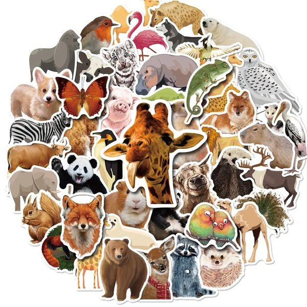 10/25/50pcs Jungle Zoo Wild Animal Stickers cartoon for Shower Wall Decal Notebook Water Bottle Luggage Laptop Phone laptop