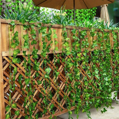 100/2M Artificial Green Ivy Vine Garland Fake Leaf Plants Rattan Hanging Creeper Garlands for Garden Wedding Party Wall Decors