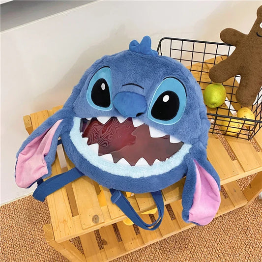 HOT Stitch See-through Bag Plush Doll Backpack Girls Large Capacity Cute Funny Backpack Anime Kawaii Cartoon School Bag Mochila