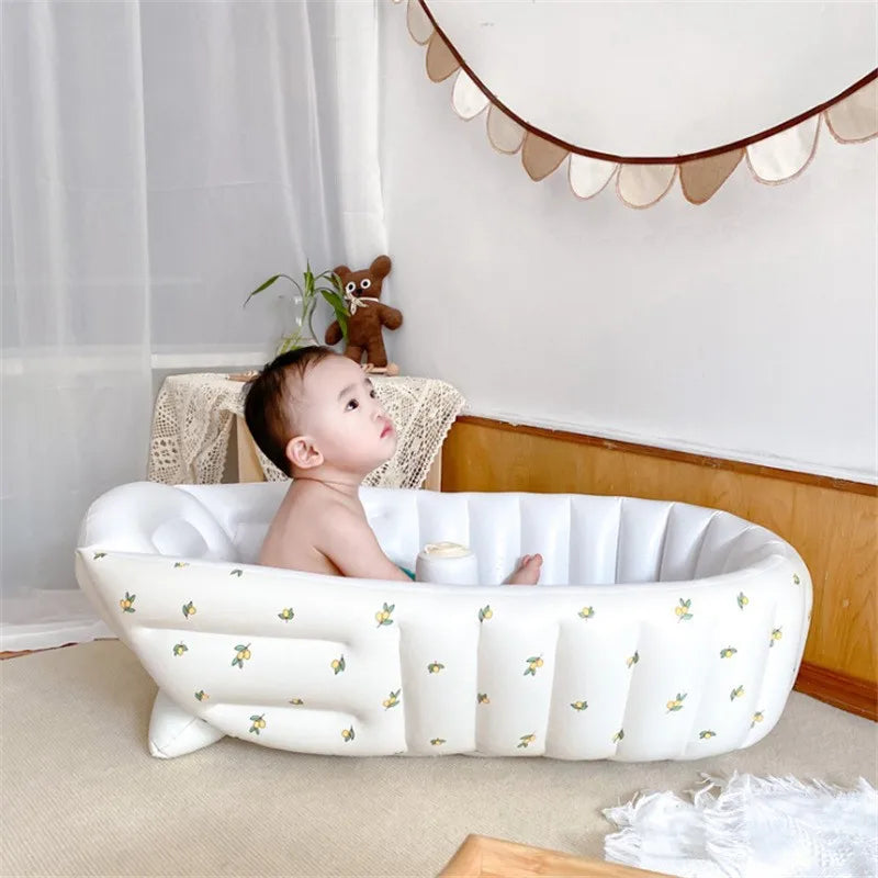 Ins Children Inflatable Bathtub Cartoon Manual Inflatable Baby Bath Indoor Kids Swimming Pool Portable Newborn Shower Products