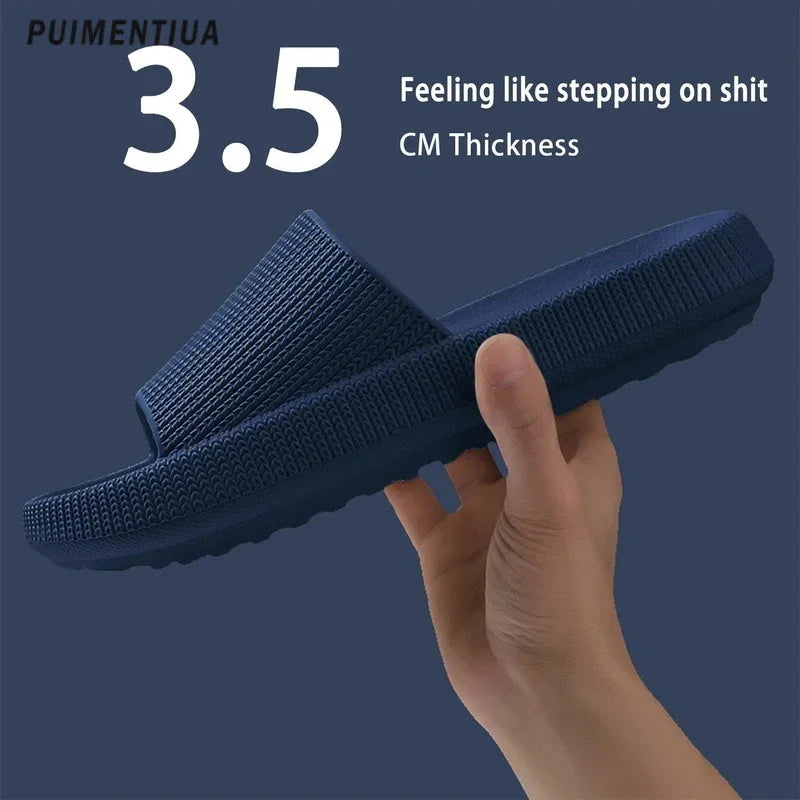 New Men Thick Bottom Slippers Platform Bathroom Slides Non Slip Trend Designer Shoes Ladies Female Mule Shoes Flip Flops Sandals