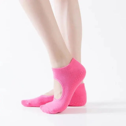 Backless Non-slip Fitness Yoga Socks Cotton Women Sport Pilates Socks Ballet Dance Slippers Barefoot Sock Workout for Gym