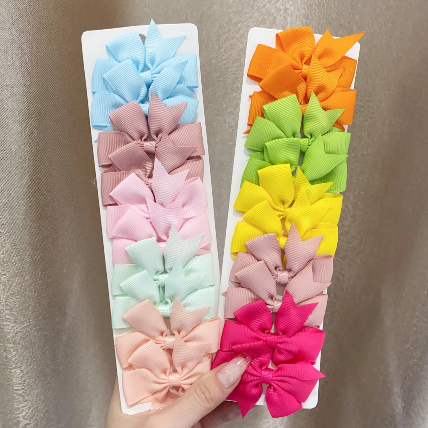 10pcs/set Solid Colors Grosgrain Ribbon Bows Clips Hairpin Girl's hair bows Boutique Hair Clip Headware Kids Hair Accessories