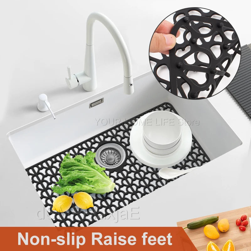 Silicone Sink Mat-Protectors for Kitchen Sink with Drain,Kitchen Sink Grid,Non-Slip Heat-Resistant Sink Mat for Bottom of sink