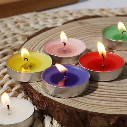 10pcs Round Aluminum Tea Candles Confession Candles Tea Making Heat Preservation Small Smokeless and Odorless Candles