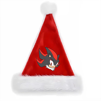 Sonics Anime Santa Hats Non-woven Fabric Red Xmas Cap Kids Adults Unisex Christmas Dress-up Party Decor Cosplay Child Party Gift