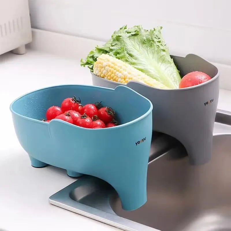 Multi Functional Kitchen Tool Elephant Shaped Drainage Basket, Fruit Tray, Vegetable Cleaning Drainage Box, Vegetable Basket