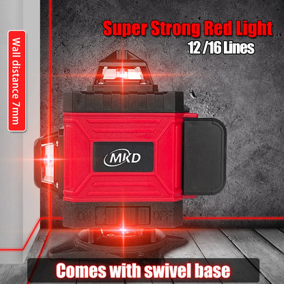 GRT Laser Level 16/12/8 Line Self Leveling 360 Horizontal and Vertical Cross Red Laser Beam Measuring Tool Лазерный уровень