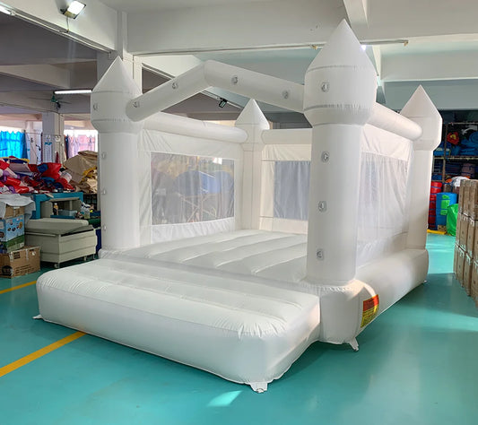 Inflatable Jumping Castle 4*3*2.6M White Bounce House For Kids Bouncy House White For Children With Blower Slide 5-8 Kids