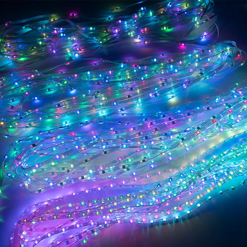 5V 12V WS2811 WS2812 3PIN Clear Lense LED String Lights Dream Color RGBIC Addressable Individually Fairy Seed Pixels Light 