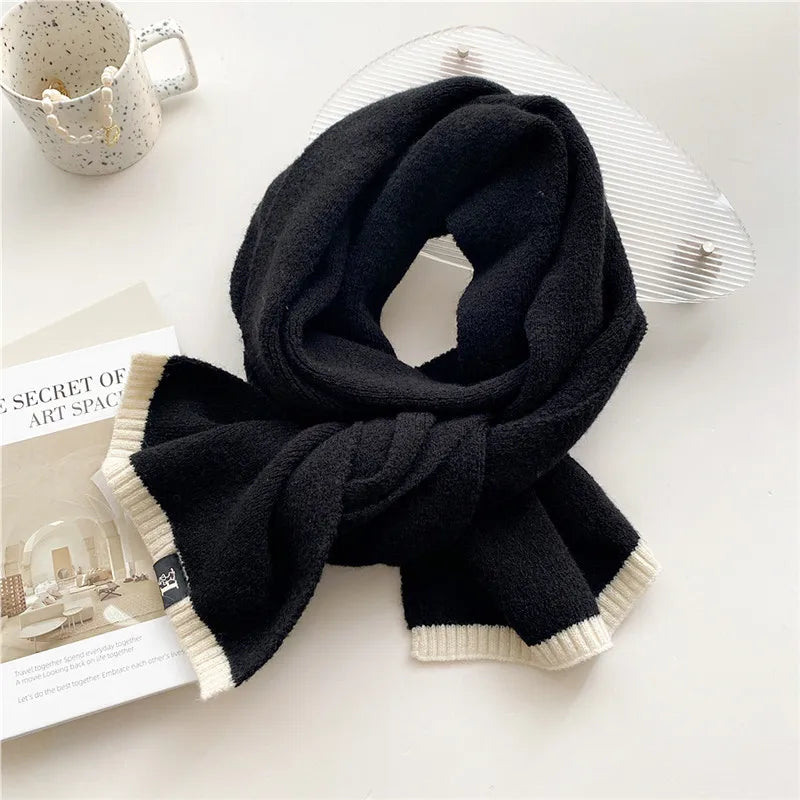 2022 Fashion Soft Woolen Yarn Knitted Scarf Unisex Winter Plain Klein Blue Warm Thick Neckerchief Foulards Stole Bufandas Hijab