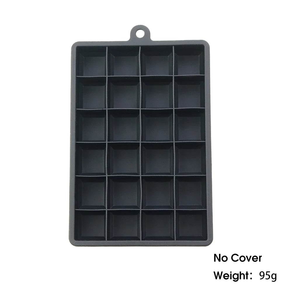 With Lid /No Lid 24-hole Silicone Ice Tray Square Box Auxiliary Food Puree Cheese Jelly Mold Bar Kitchen Tool Cocktail Cube