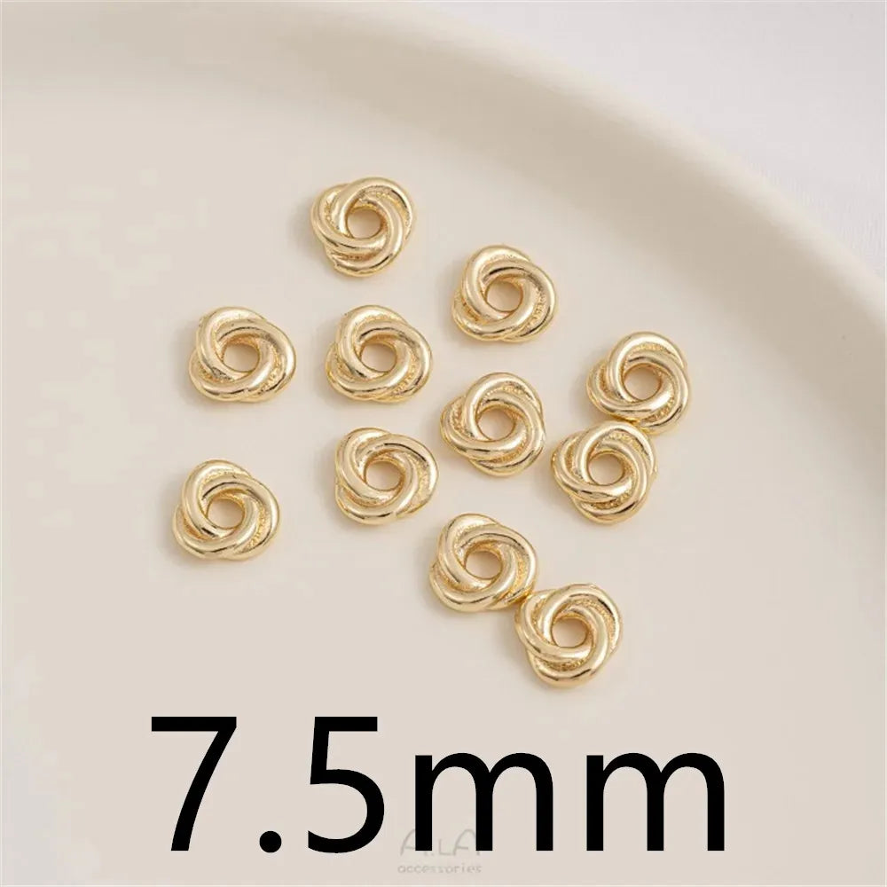 14K Gold Wrapped Knot Twisted Ring Separated Bead Sleeve Accessories Handmade DIY Earrings Bracelets Handmade Materials K053