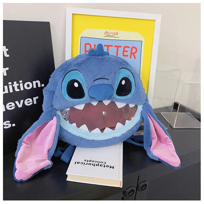 HOT Stitch See-through Bag Plush Doll Backpack Girls Large Capacity Cute Funny Backpack Anime Kawaii Cartoon School Bag Mochila