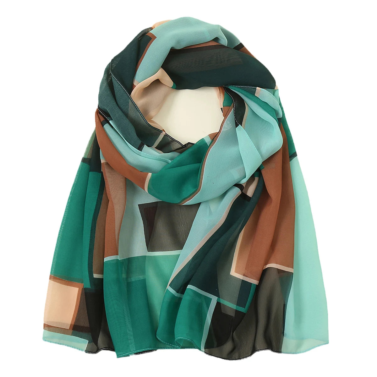 Silk Scarf Chiffon HIjabs for Women Elegant Woman Shawls Wraps Geometric Print Beach Stole Scarves Foulard Femme Hijab 150*50Cm