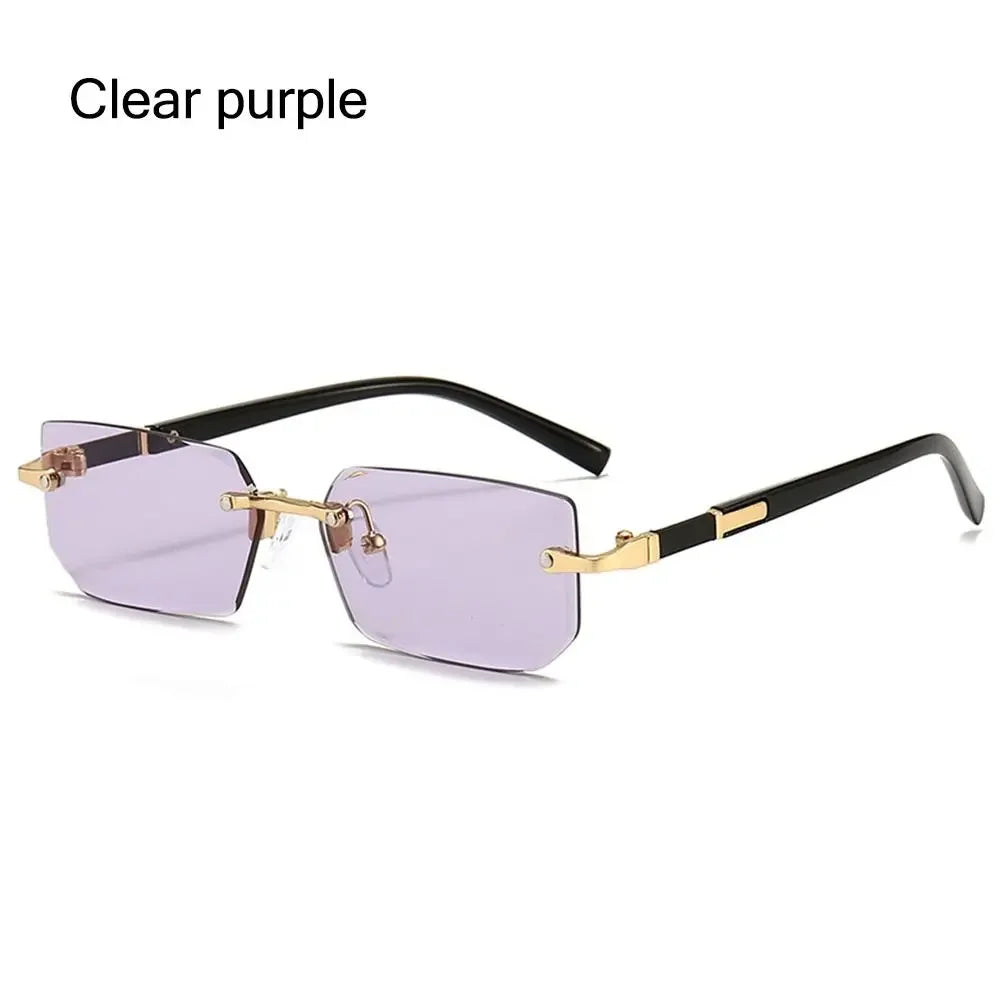 Trendy Rimless Sunglasses for Men Women Fashion Frameless Rectangle Sun Glasses Retro Shades Summer Traveling Eyewear UV400