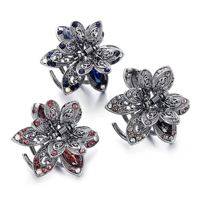 Women Crystal Hair Clip Claw Flower Hair Accessories Rhinestones Hair Clip Hair Claws Crab Jewelry Styling Tool