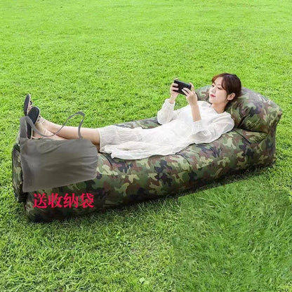 outdoor portable Lazy Inflatable Sofa Outdoor Portable Beach Air Sofa Folding Camping Inflatable Sofa Bed Sleeping Bag Single Pe