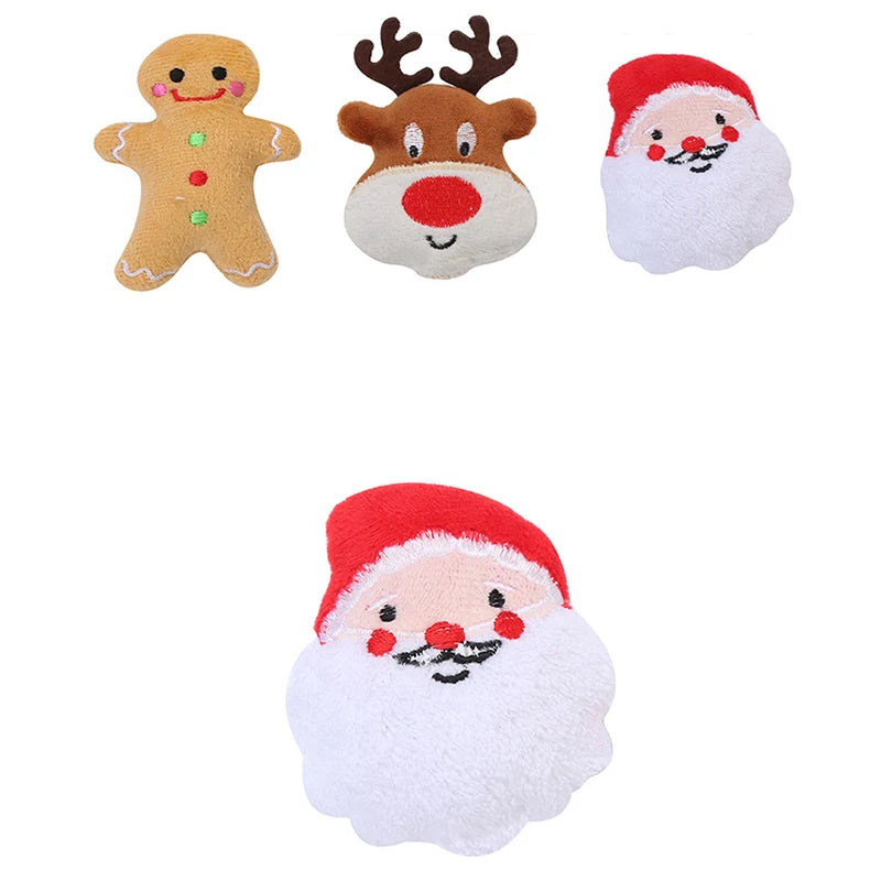 Pet Dog Plush Noise Chewing Toy Santa Elk Gingerbread Man Donut Cat Dog Christmas Series Cartoon Cute Puzzle Supplies