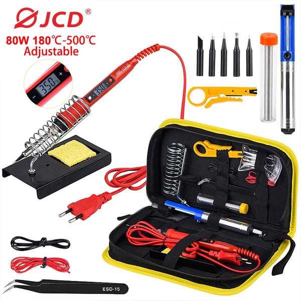 JCD Electric Soldering Iron Kit 80W LCD Digital Display Adjustable Temperature 220V/110V Solder Iron Welding Repair Tools 908S