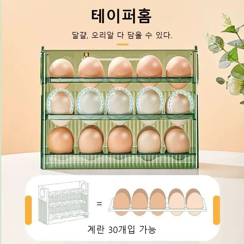 Kitchen Large Capacity Egg Fridge Storage Box - Portable Multi-Layer Egg Tray Organizer, Convenient Opening/Closing Egg Holder